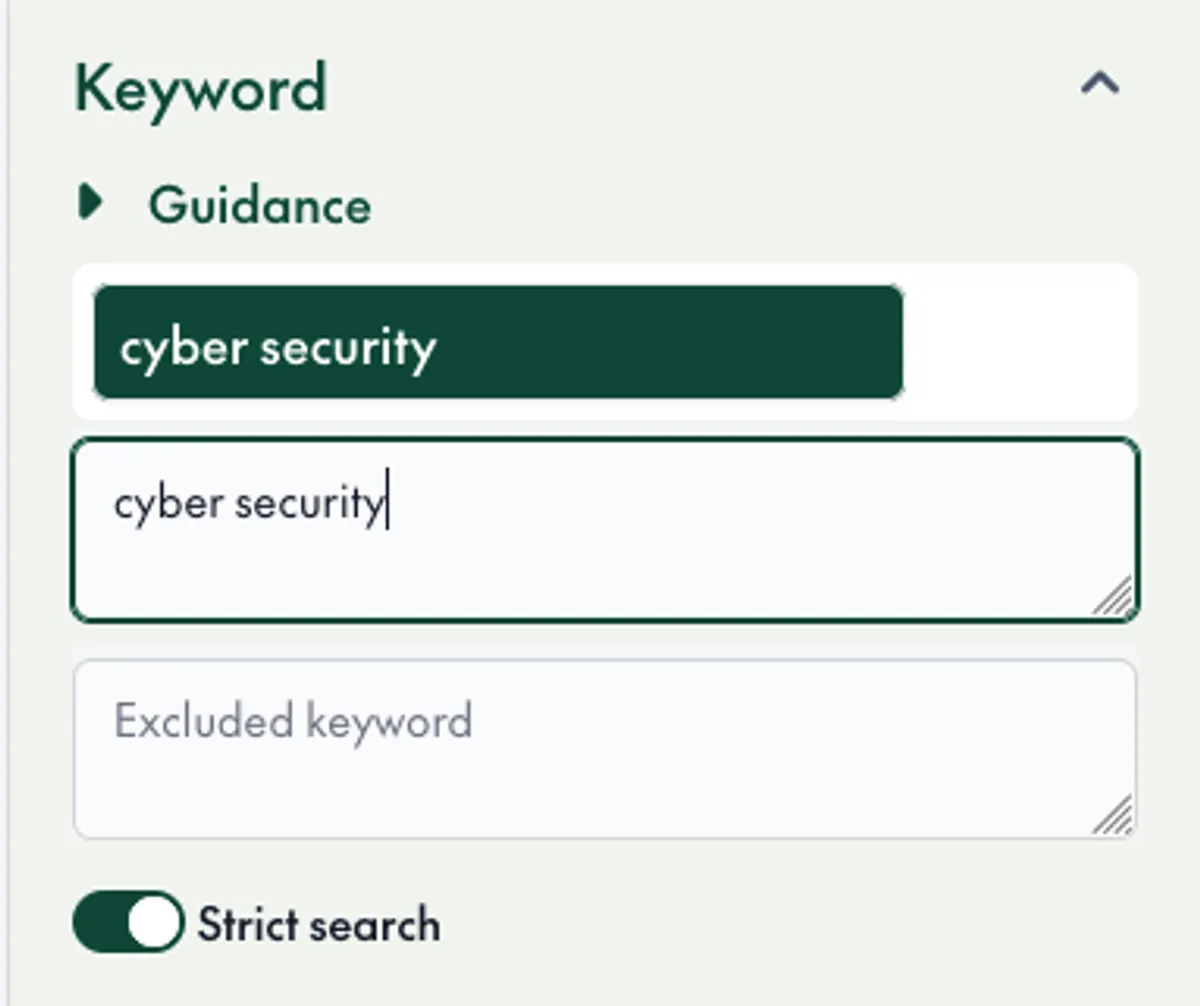 New search tools: Strict search