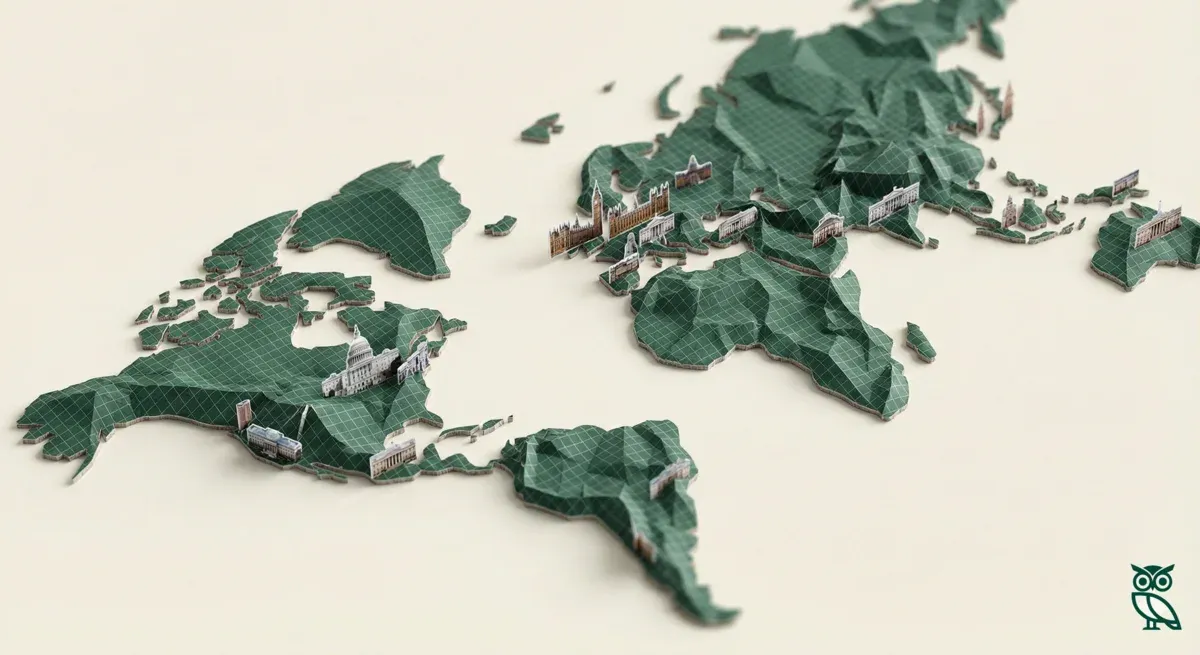Three dimensional world map in origami